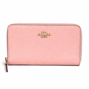 COACH Pink Crossgrain Leather Zip-Around Wallet RETAILS $238